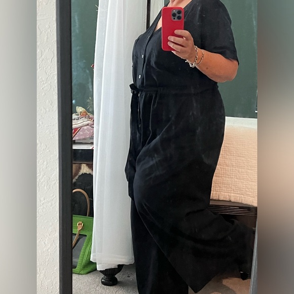 Comfy linen black jumpsuit. Size 1x - Picture 2 of 6
